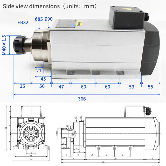 Manufacturer Supplier CNC spindle Motor air cool 6KW 18000rpm High Speed Spindle