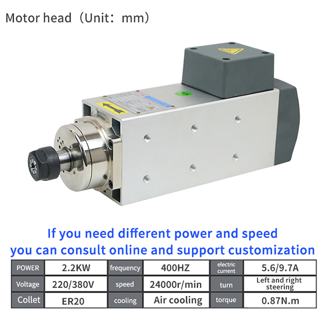 Air cooling CNC router spindle motor for metal milling