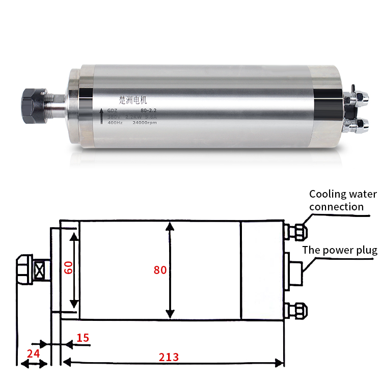 2.2kw ATC Milling Spindle Motor 400hz 24000rpm Automatic Tool Change 100mm Spindle Motor for CNC Router Engraving