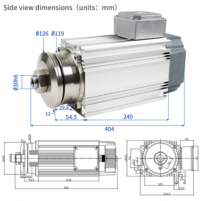 3KW/4KW/5KW/7KW Air-cooled Cnc High Precision cutting Spindle Motor For Aluminium Cutting