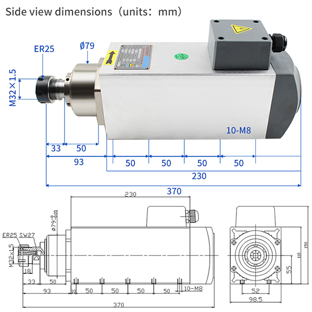 Cnc Spindle Motor with 2.2KW metal 3000rpm milliing spindle Three-phase 220V/380v